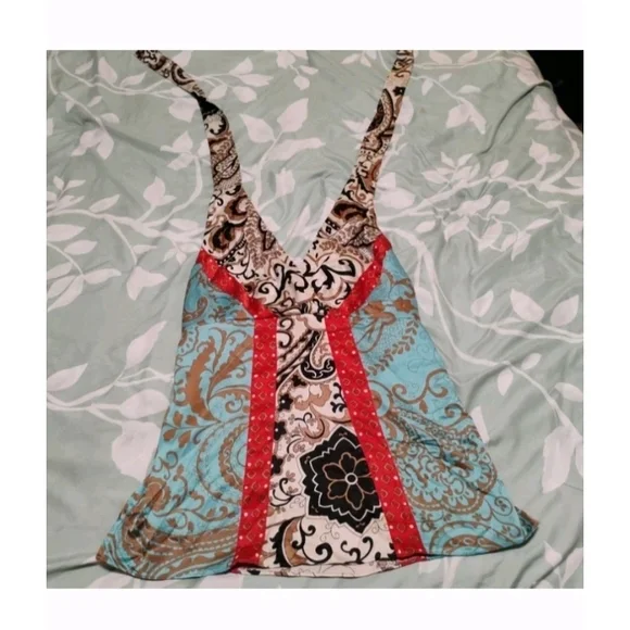 The Limited Red and Blue Paisley Blouse - Picture 2 of 12